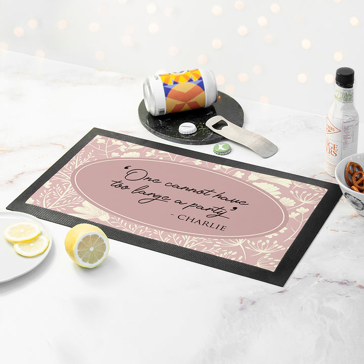 Personalised Classic Floral Quote Bar Mat