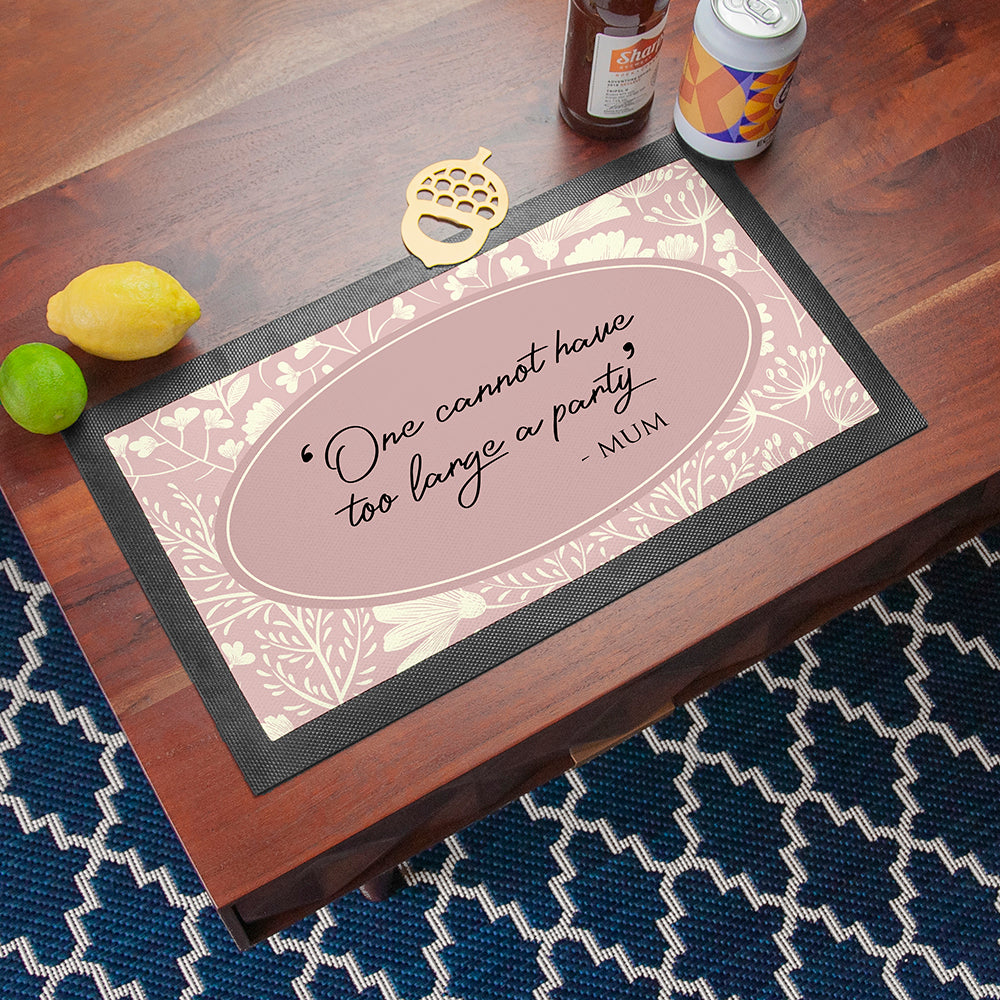 Personalised Classic Floral Quote Bar Mat in gift category 