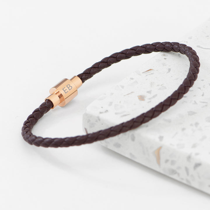 Buy Personalised Men's Anchor Woven Leather Bracelet available now at www.giftsfinder.co.uk