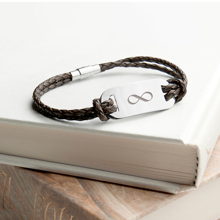 Personalised Men's Infinity Statement Leather Bracelet
