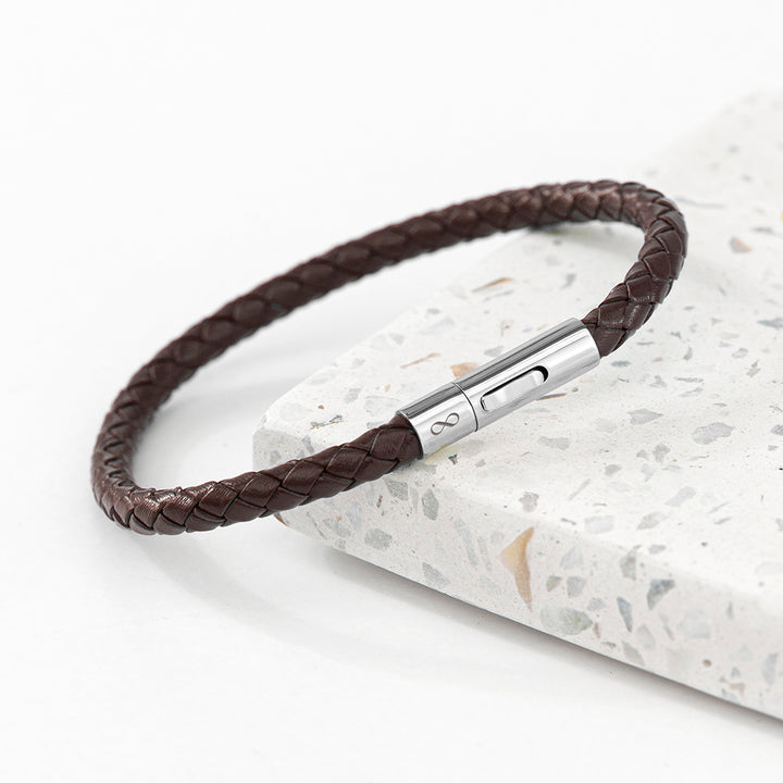 Buy Personalised Men's Infinity Capsule Leather Bracelet available now at www.giftsfinder.co.uk