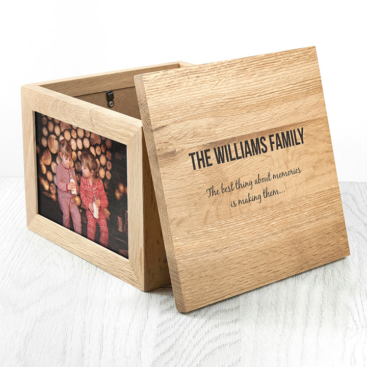 We Are Family Oak Photo Keepsake Box