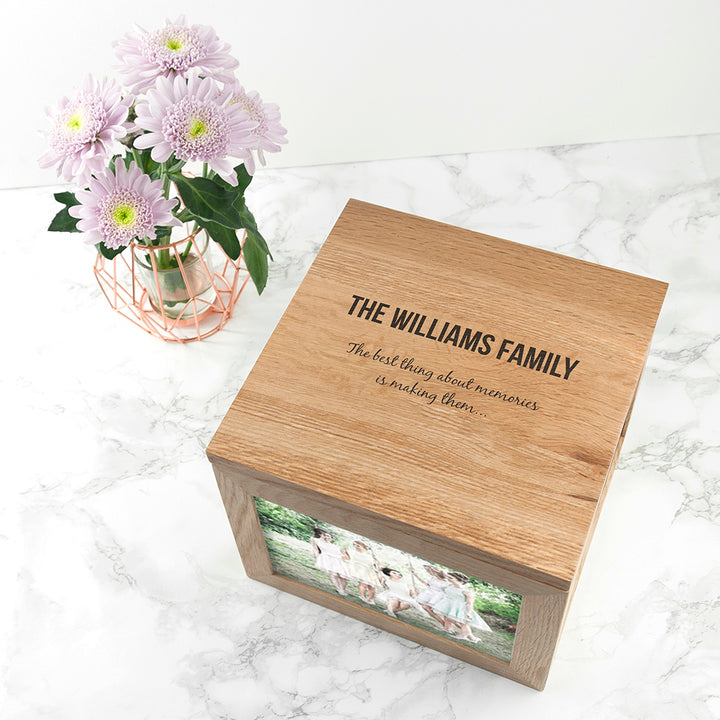 We Are Family Oak Photo Keepsake Box