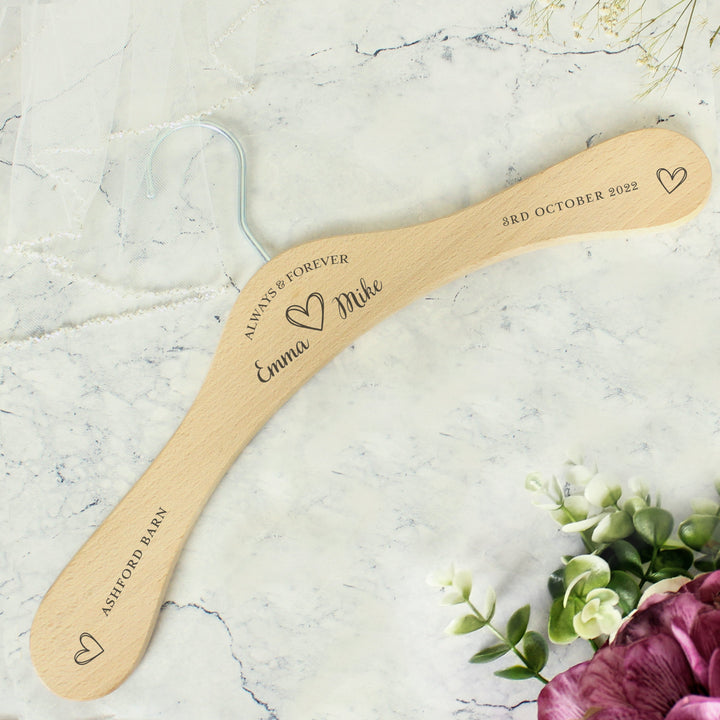 Personalised Always & Forever Wooden Hanger in gift category Personalised Clothes Hangers