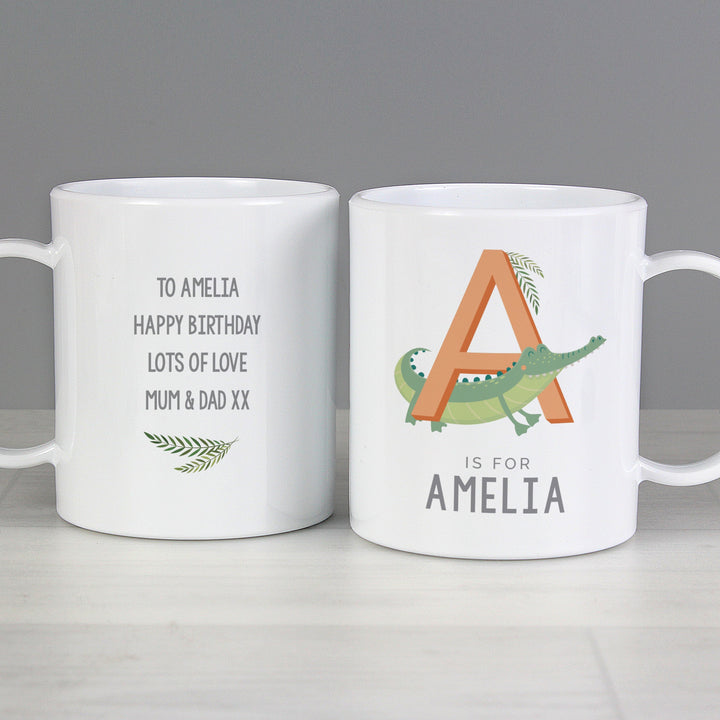 Personalised Animal Alphabet Plastic Mug in gift category 