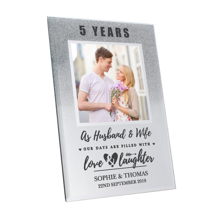 Personalised Anniversary 4x4 Glitter Glass Photo Frame in gift category 