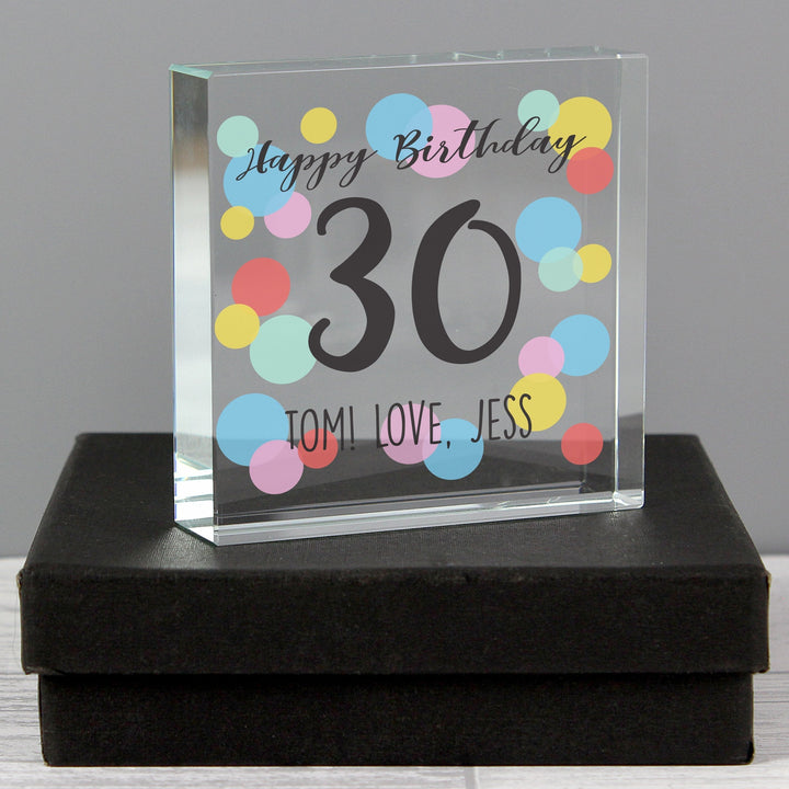 Personalised Birthday Colour Confetti Large Crystal Token