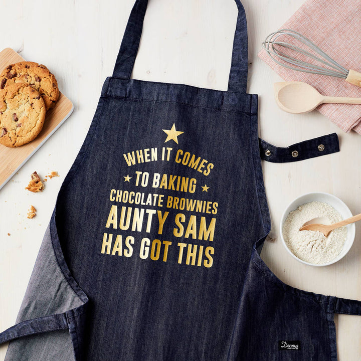 Buy Personalised Blue Denim Baking Apron at www.giftsfinder.co.uk