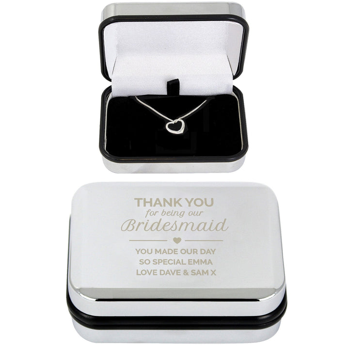 Personalised Bridesmaid Box and Heart Necklace