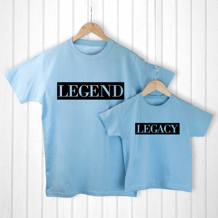 Buy Personalised Daddy and Me Legendary Blue T-Shirts available now at www.giftsfinder.co.uk