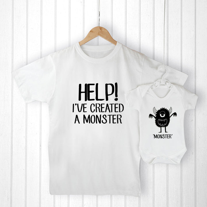 Personalised Daddy and Me Little Monster Set in gift category Personalised T-Shirts