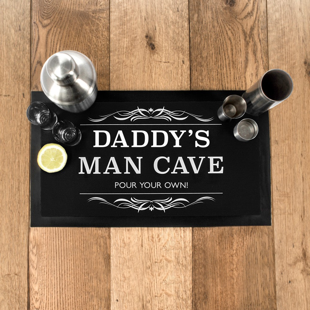 Personalised Dad's Man Cave Bar Mat in gift category Personalised Bar Mats