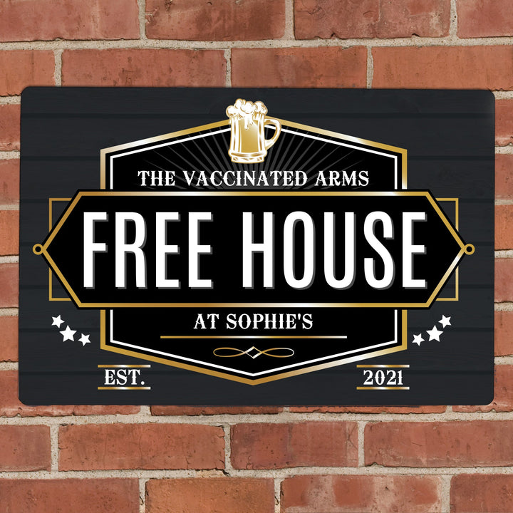 Buy Personalised Free House Black Metal Sign available now at www.giftsfinder.co.uk