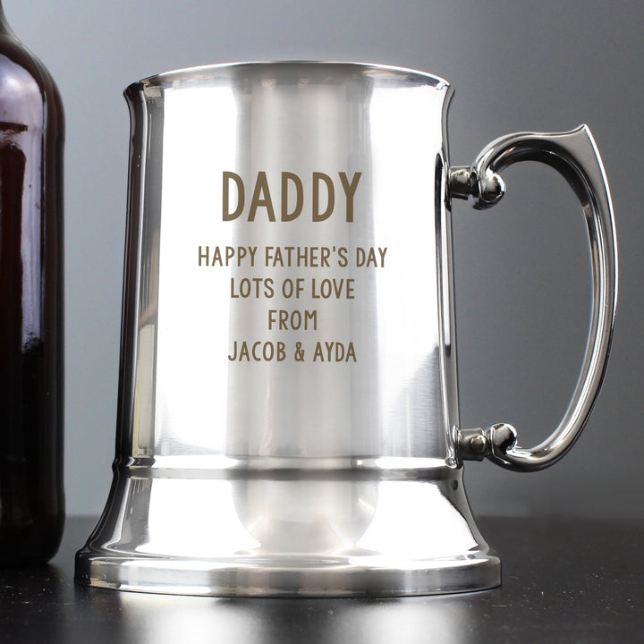 Buy Personalised Free Text Stainless Steel Tankard available now at www.giftsfinder.co.uk