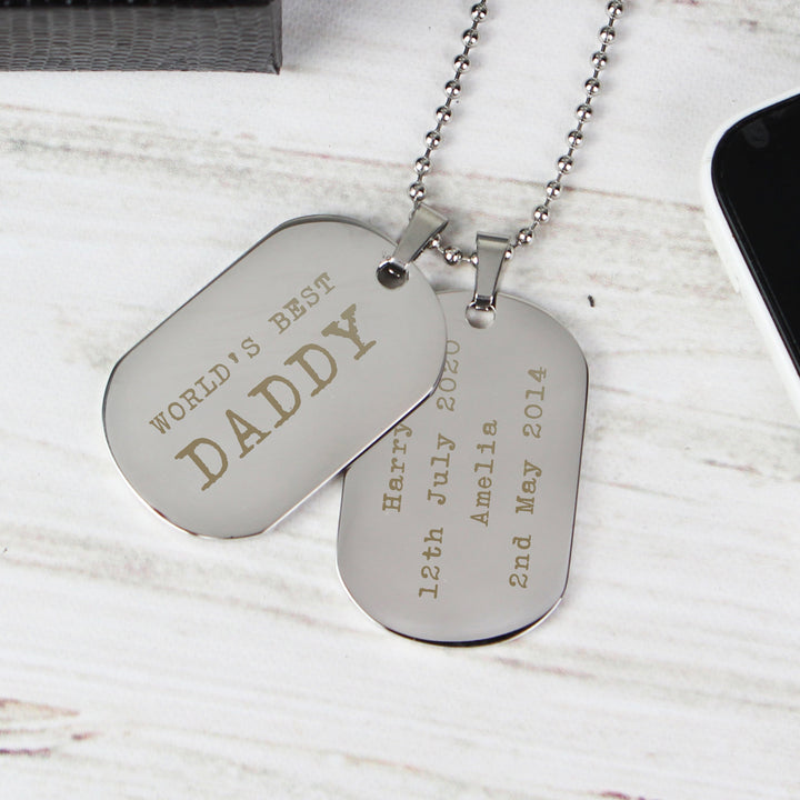 Personalised Free Text Steel Double Dog Tag Necklace - part of the Gifts Finder Personalised Necklaces collection