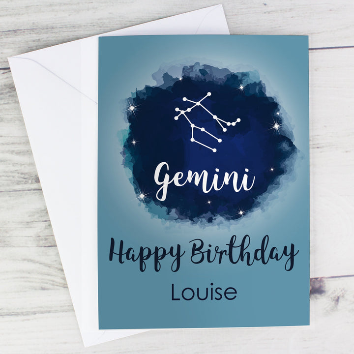 Personalised Gemini Zodiac Star Sign Card (May 21st - June 20th) - part of the Gifts Finder Personalised Cards collection