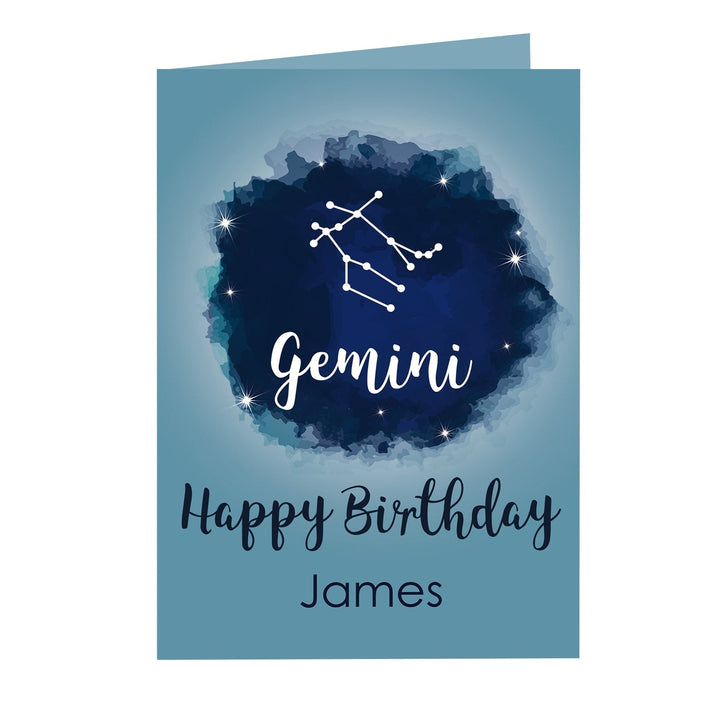 Personalised Gemini Zodiac Star Sign Card (May 21st - June 20th) - part of the Gifts Finder Personalised Cards collection