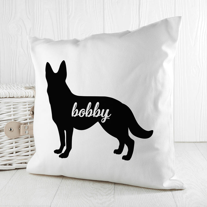 Buy Personalised German Shepherd Silhouette Cushion Cover available now at www.giftsfinder.co.uk