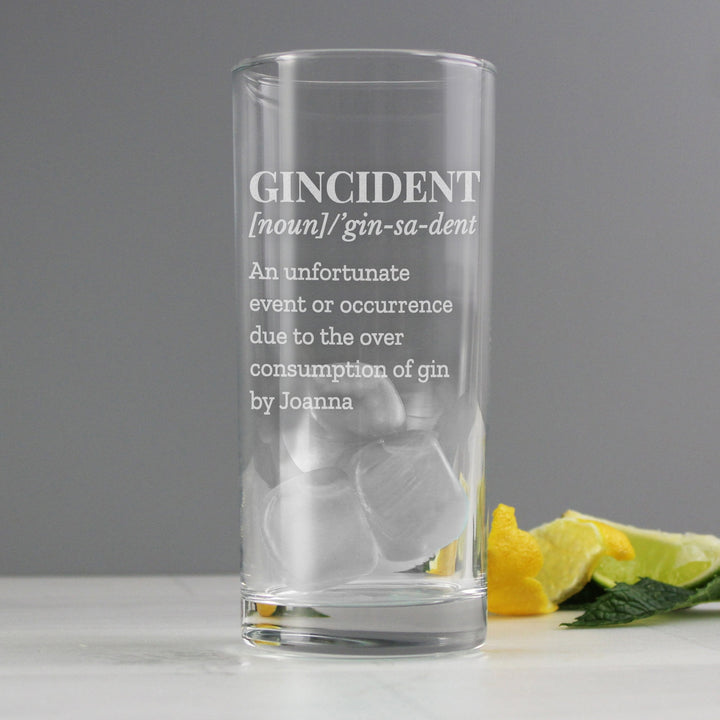 Buy Personalised Gincident Hi Ball Glass available now at www.giftsfinder.co.uk