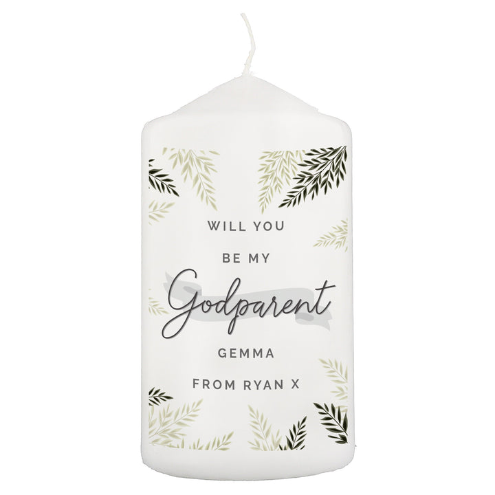 Personalised Godparent Pillar Candle - part of the Gifts Finder Personalised Candles collection