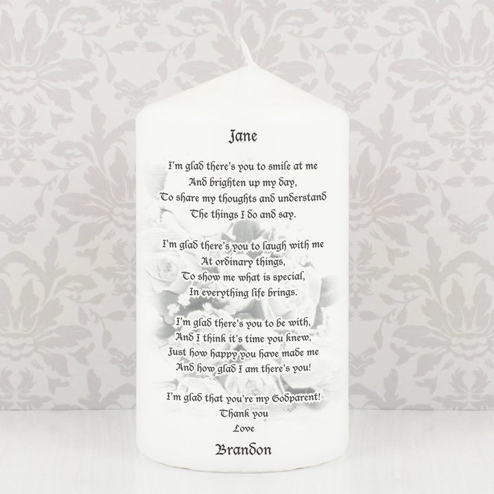 Buy Personalised Godparent Pillar Candle available now at www.giftsfinder.co.uk