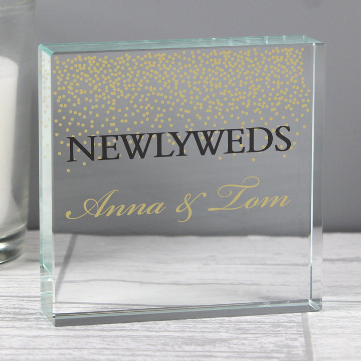 Buy Personalised Gold Confetti Large Crystal Token available now at www.giftsfinder.co.uk