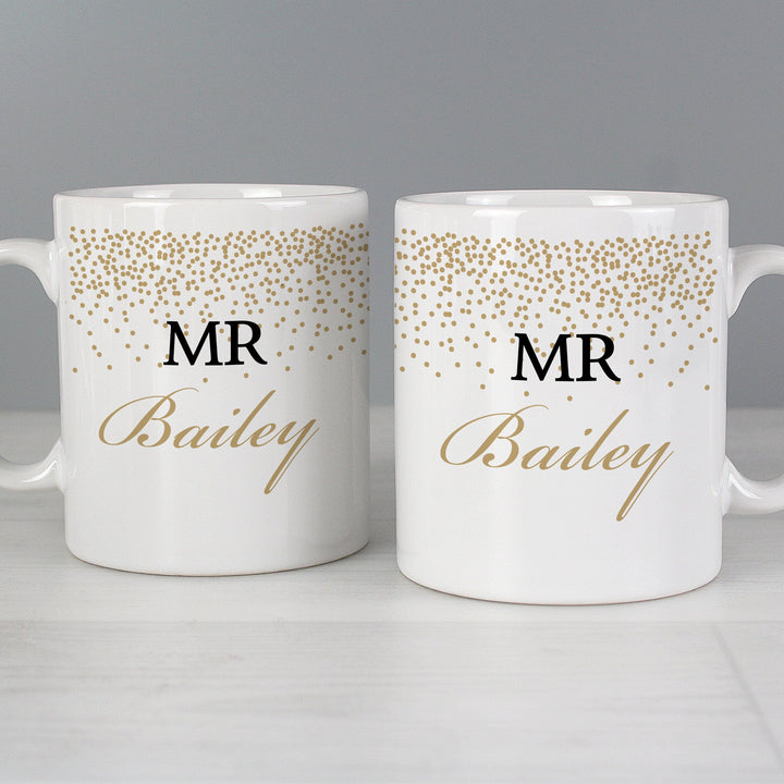 Buy Personalised Gold Confetti Mug Set available now at www.giftsfinder.co.uk