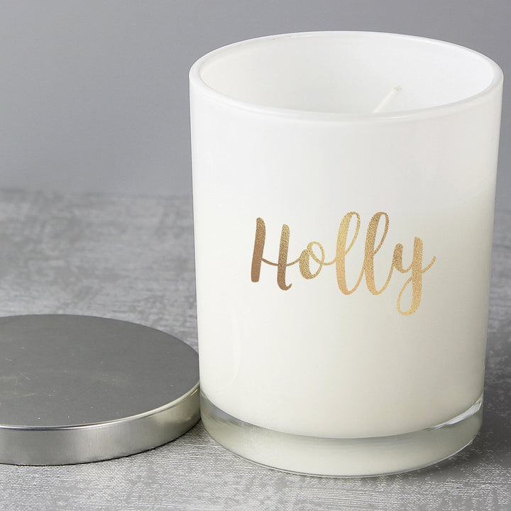 Buy Personalised Gold Name Scented Jar Candle available now at www.giftsfinder.co.uk