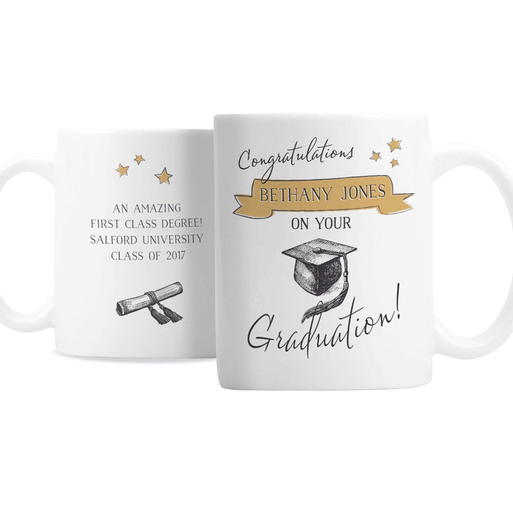 Buy Personalised Gold Star Graduation Mug available now at www.giftsfinder.co.uk