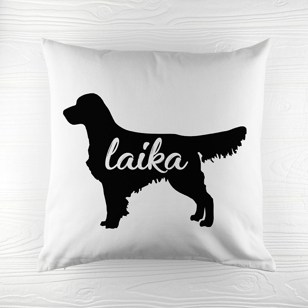 Personalised Golden Retriever Silhouette Cushion Cover in gift category Personalised Cushion Covers