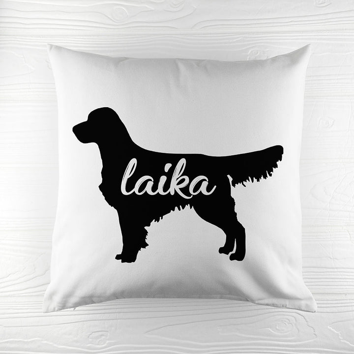 Buy Personalised Golden Retriever Silhouette Cushion Cover available now at www.giftsfinder.co.uk