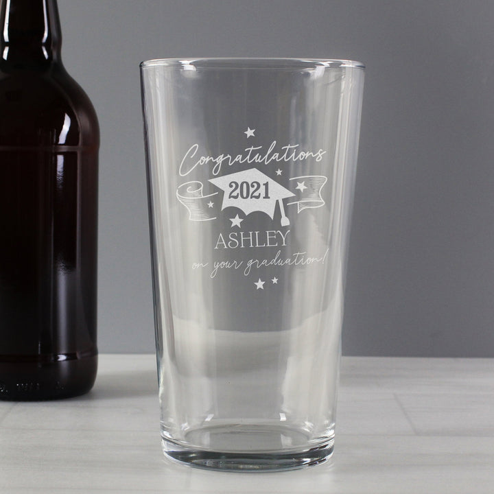 Buy Personalised Graduation Pint Glass available now at www.giftsfinder.co.uk