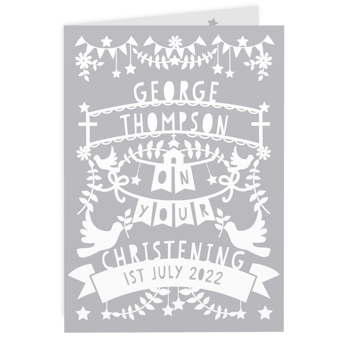 Buy Personalised Grey Papercut Style Card available now at www.giftsfinder.co.uk