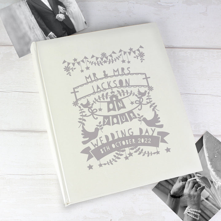 Buy Personalised Grey Papercut Style Photo Album available now at www.giftsfinder.co.uk