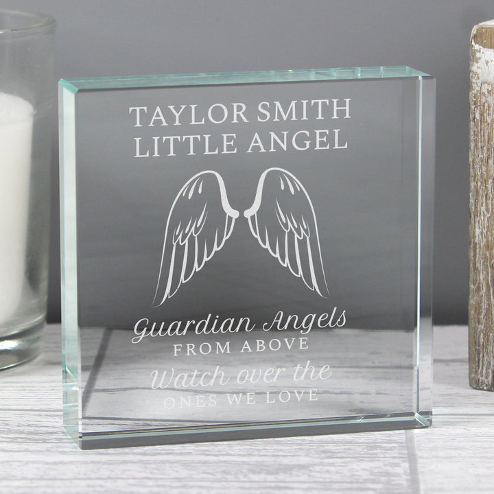 Buy Personalised Guardian Angel Wings Large Crystal Token available now at www.giftsfinder.co.uk