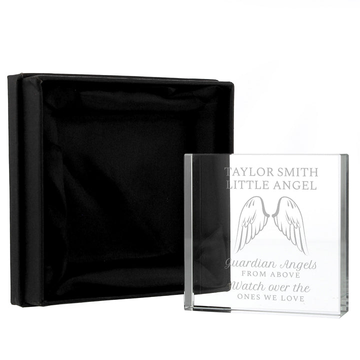 Buy Personalised Guardian Angel Wings Large Crystal Token available now at www.giftsfinder.co.uk