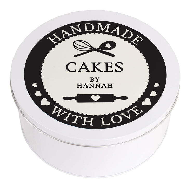 Buy Personalised Handmade With Love Cake Tin available now at www.giftsfinder.co.uk