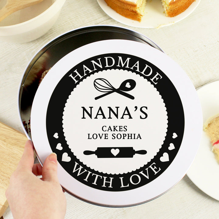 Buy Personalised Handmade With Love Cake Tin available now at www.giftsfinder.co.uk