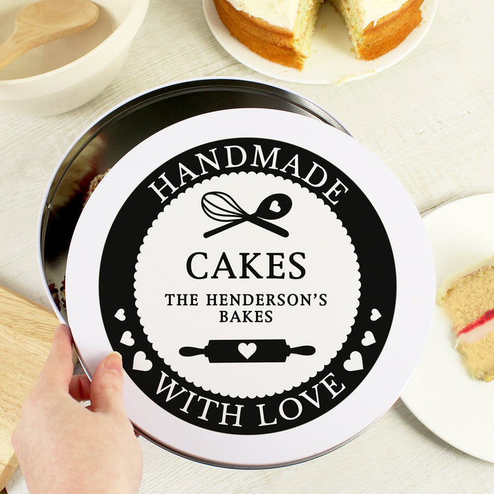 Buy Personalised Handmade With Love Cake Tin available now at www.giftsfinder.co.uk