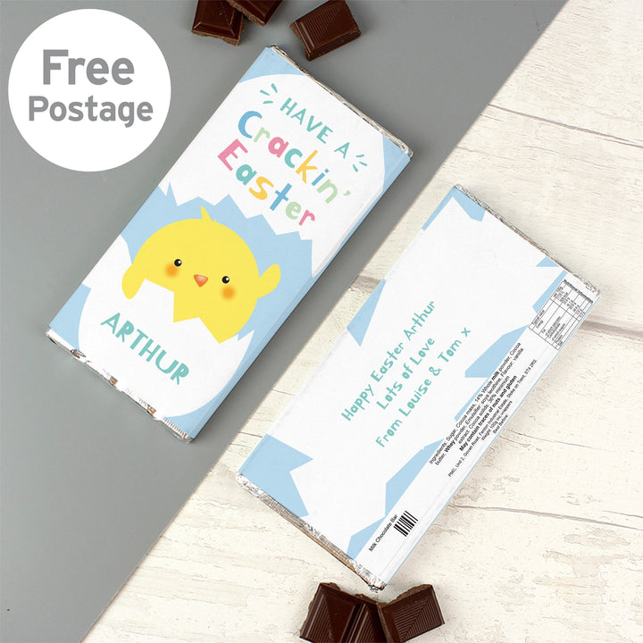 Buy Personalised Have A Cracking Easter Milk Chocolate Bar available now at www.giftsfinder.co.uk