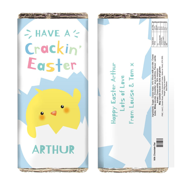 Buy Personalised Have A Cracking Easter Milk Chocolate Bar available now at www.giftsfinder.co.uk