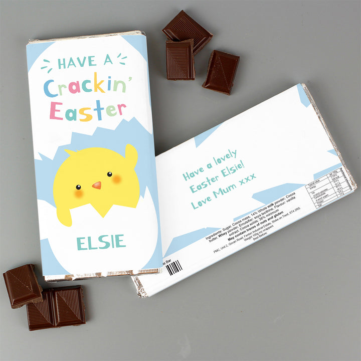 Buy Personalised Have A Cracking Easter Milk Chocolate Bar available now at www.giftsfinder.co.uk