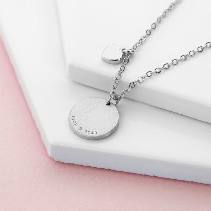 Buy Personalised Heart and Disc Family Necklace from www.giftsfinder.co.uk