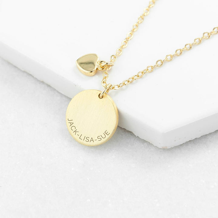 Buy Personalised Heart and Disc Family Necklace from www.giftsfinder.co.uk