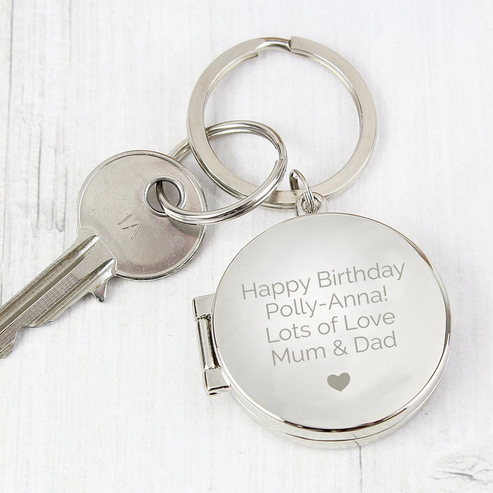 Buy Personalised Heart Motif Round Photo Keyring available now at www.giftsfinder.co.uk