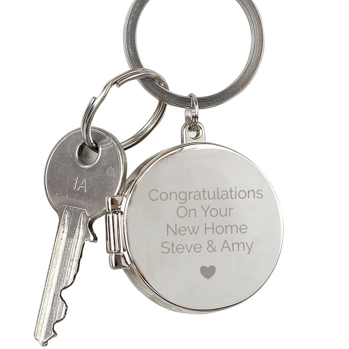 Buy Personalised Heart Motif Round Photo Keyring available now at www.giftsfinder.co.uk