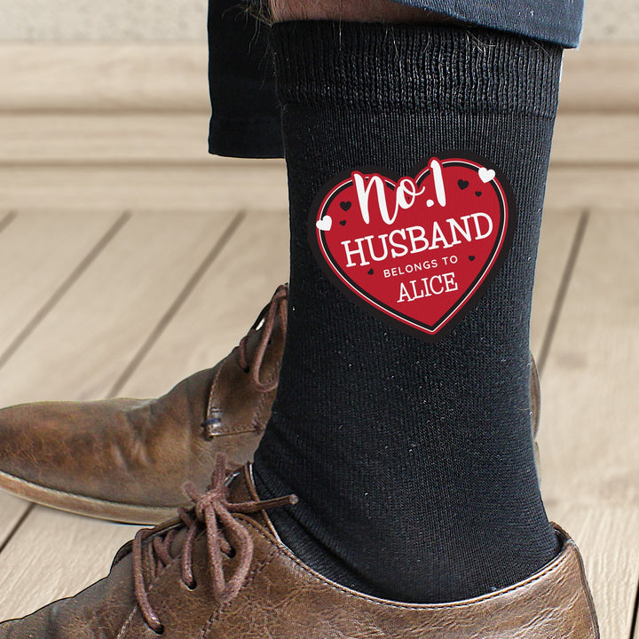 Buy Personalised Hearts No.1 Men's Socks available now at www.giftsfinder.co.uk