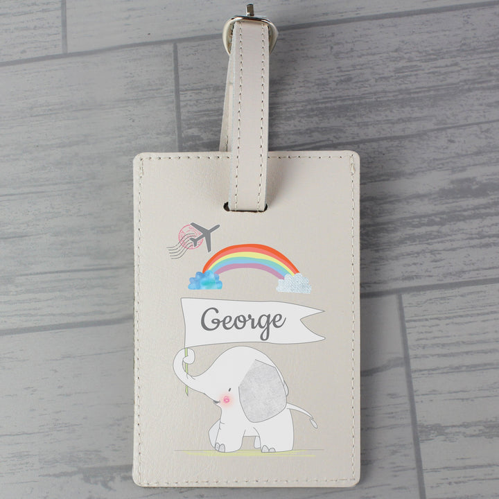 Personalised Hessian Elephant Cream Luggage Tag - part of the Gifts Finder Personalised Luggage Tags collection