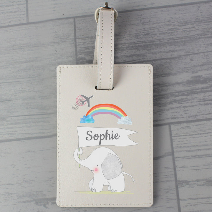 Personalised Hessian Elephant Cream Luggage Tag - part of the Gifts Finder Personalised Luggage Tags collection