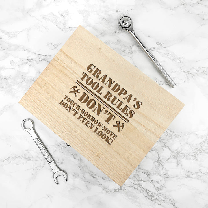 Personalised His Tools His Rules Tool Box in gift category Personalised DIY Tools